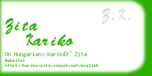 zita kariko business card